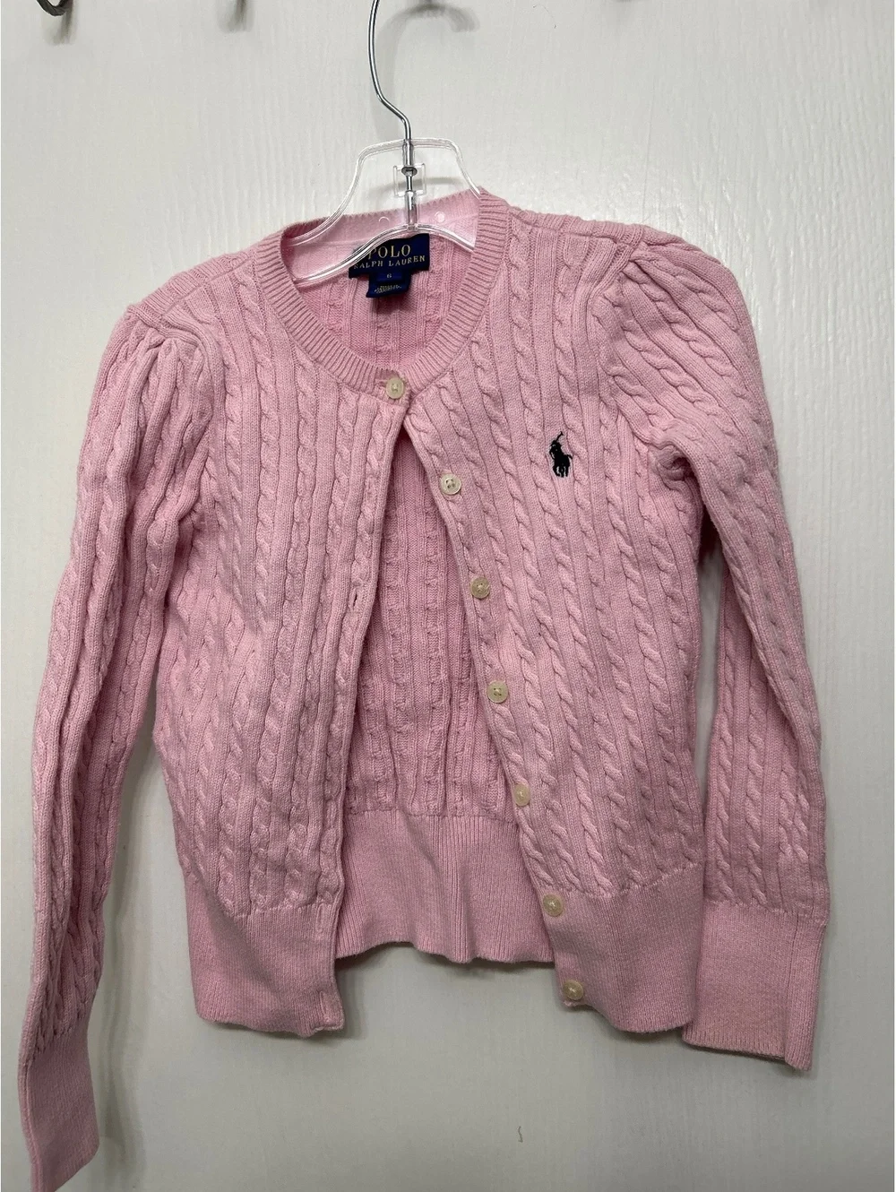 Polo Ralph Lauren Pink Cable Knit Cardigan Sweater Size 6